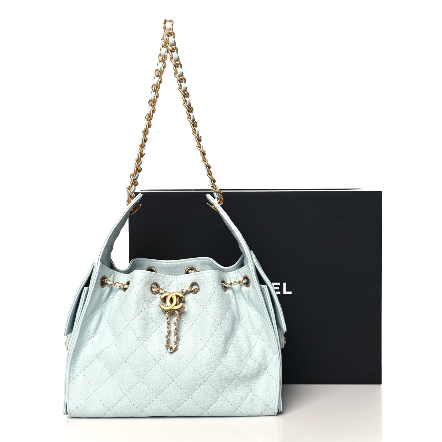 Caviar Quilted Small Chanel 25 Handbag Light Blue