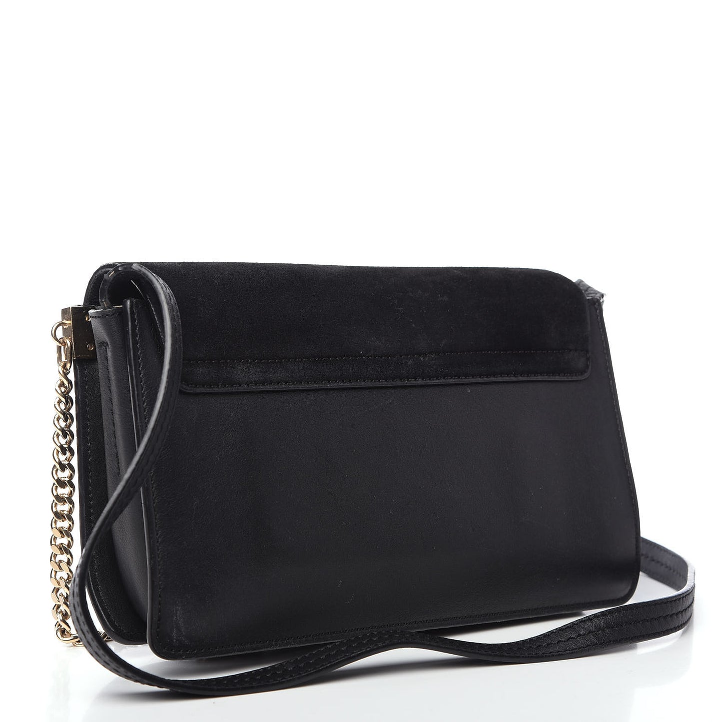 Suede Calfskin Small Faye Shoulder Bag Black