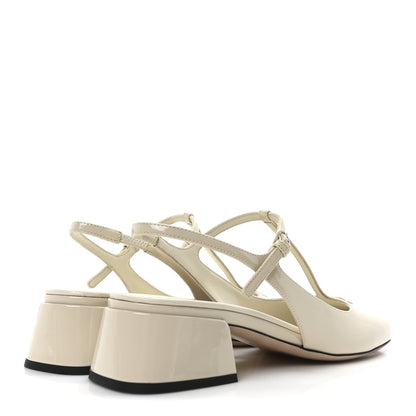 Miu Miu Vernice Slingback Mary Jane Pumps 37 Avorio 5 of 9