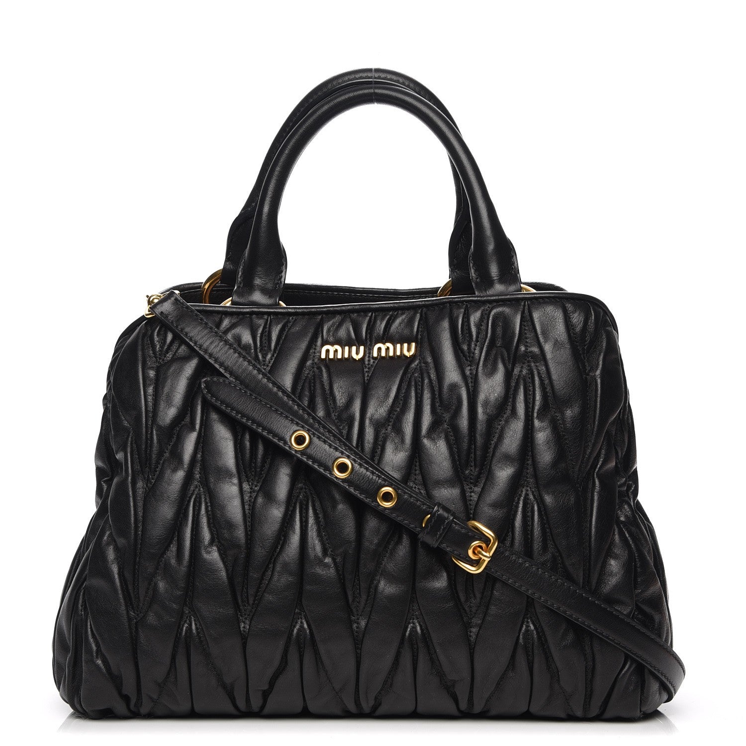 Miu Miu Nappa Matelasse Lux Mini Crossbody Tote Nero Black 1 of 8
