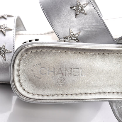 Chanel Iridescent Calfskin Crystal Stars Mules 39.5 Silver 7 of 12
