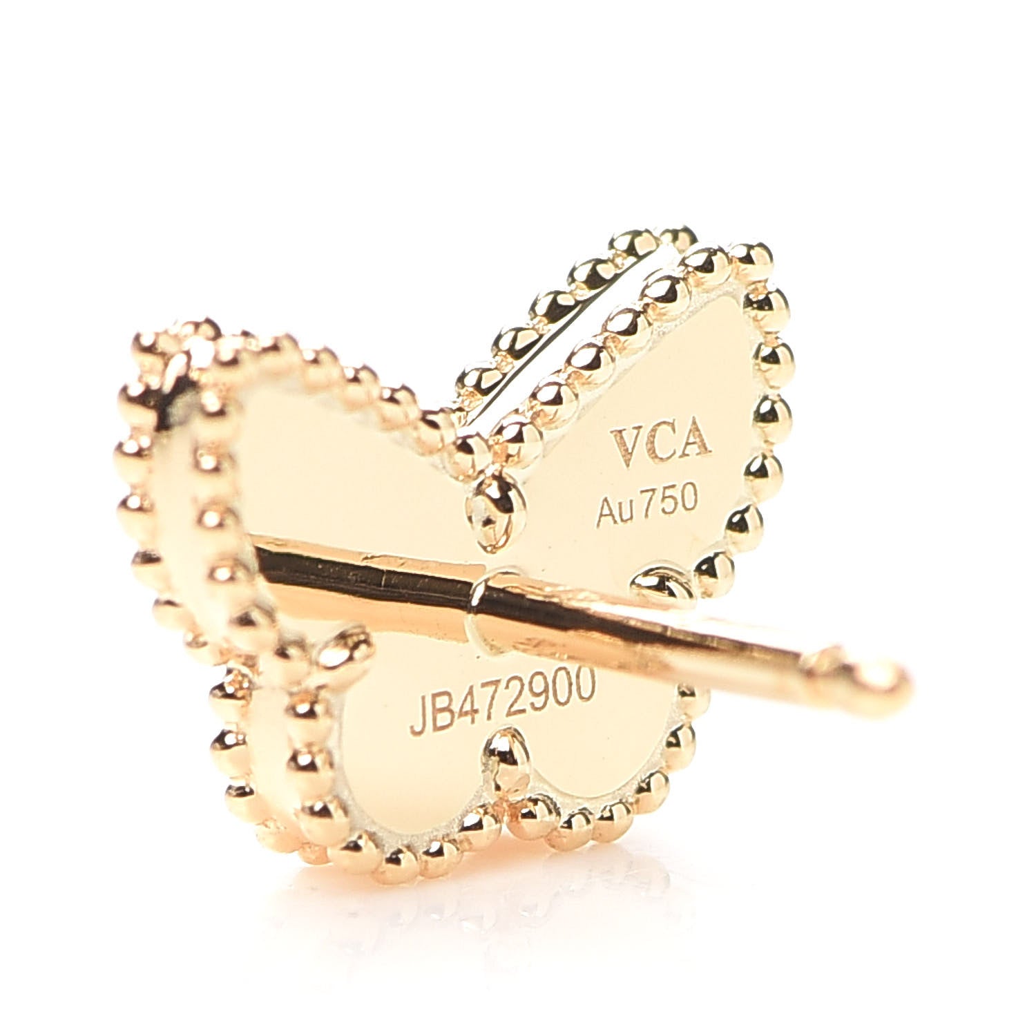 Van Cleef & Arpels 18K Yellow Gold Mother of Pearl Sweet Alhambra Butterfly Earrings 5 of 7