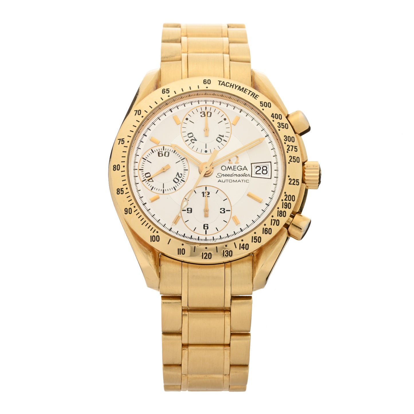 Stainless 18K Yellow Gold 39mm Speedmaster Chronograph Automatic Watch Silver 3111.10