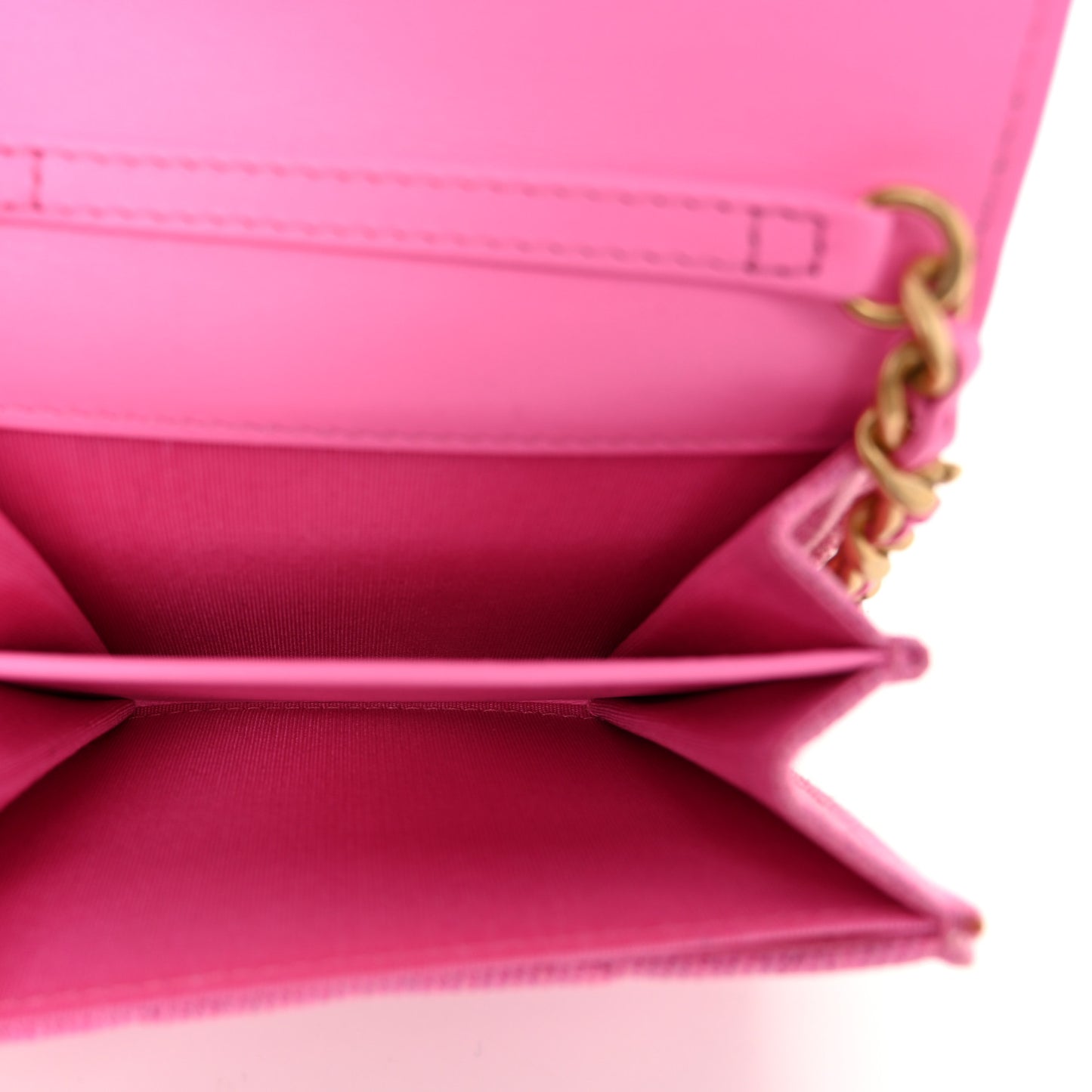Denim Quilted Chanel 19 Flap Coin Purse With Chain Pink