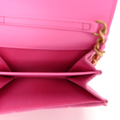 Chanel Denim Quilted Chanel 19 Flap Coin Purse With Chain Pink 5 of 12