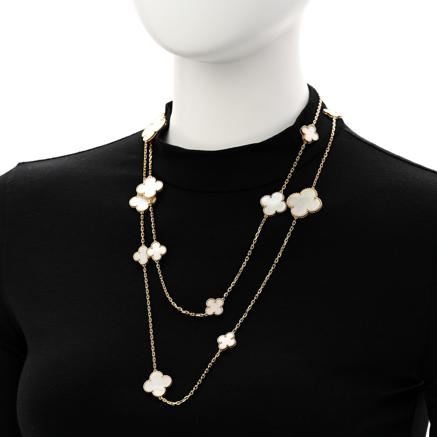 Van Cleef & Arpels 18K Yellow Gold Mother of Pearl 16 Motifs Magic Alhambra Necklace 2 of 5