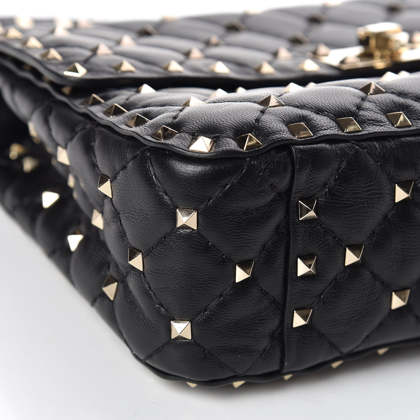 Lambskin Medium Rockstud Spike Shoulder Bag Black