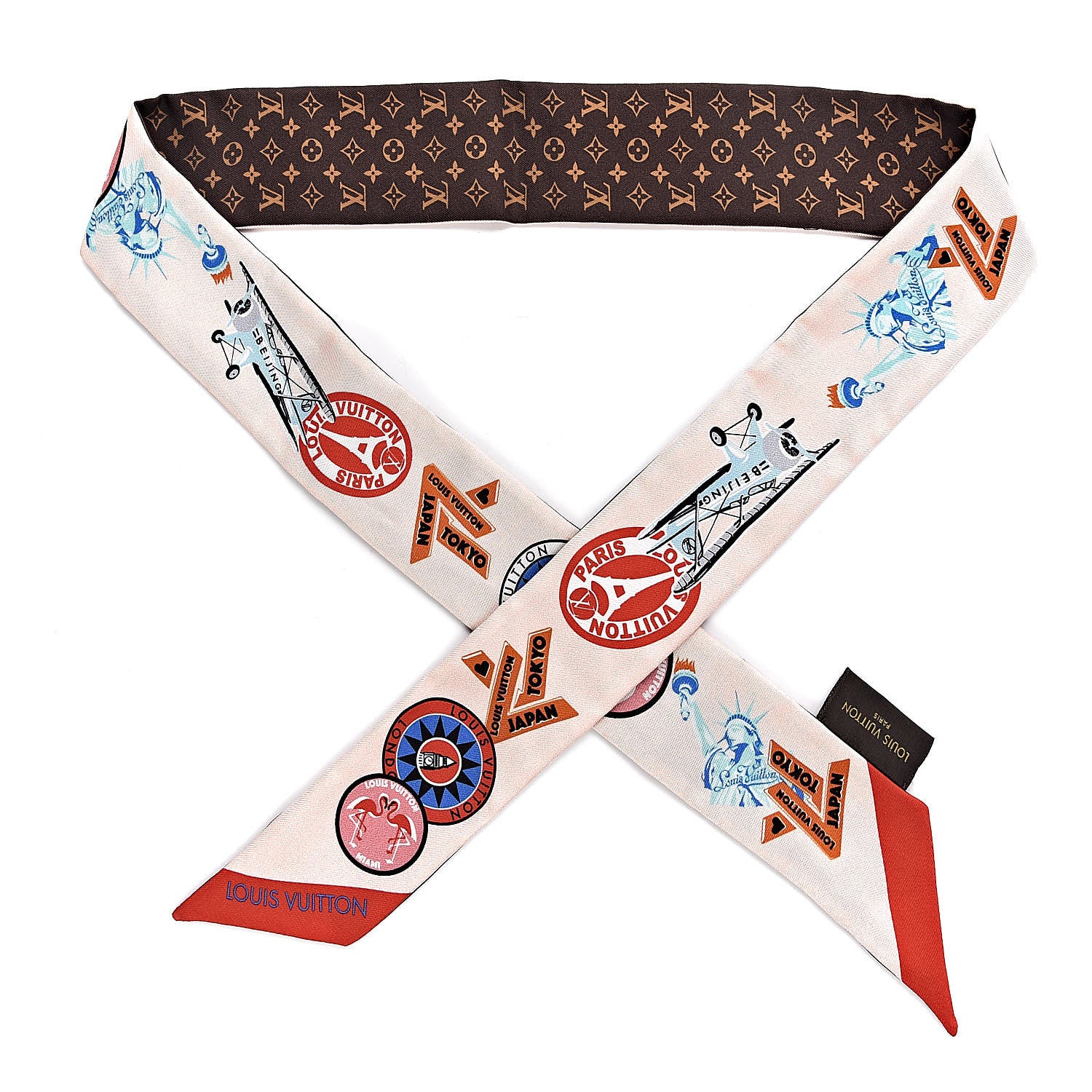 Louis Vuitton Silk Monogram World Tour Stickers BB Bandeau Nude 1 of 4