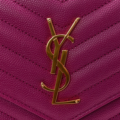Saint Laurent Grain De Poudre Matelasse Chevron Monogram Chain Wallet Dark Grape 11 of 13