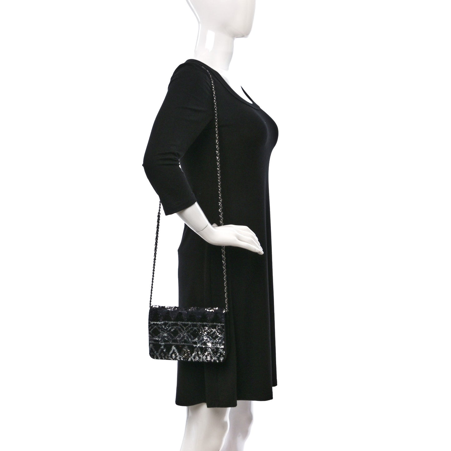 Sequin Wallet On Chain WOC Black Ecru White