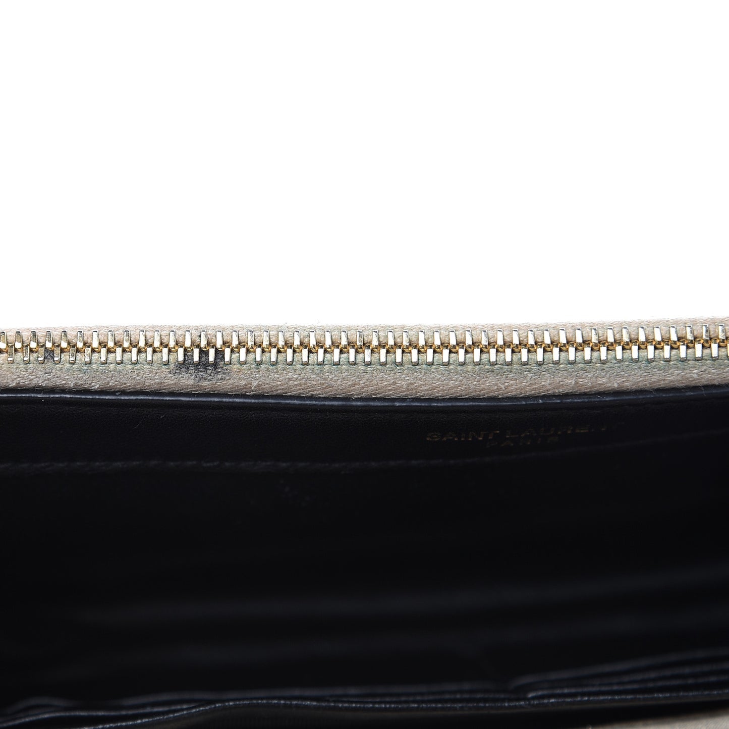 Metallic Fabric Monogram Envelope Chain Wallet Champagne
