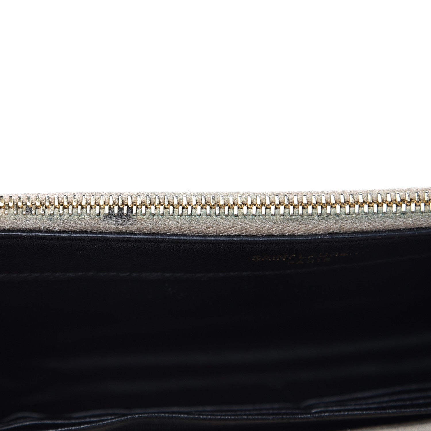 Saint Laurent Metallic Fabric Monogram Envelope Chain Wallet Champagne 17 of 17