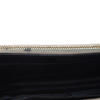 Saint Laurent Metallic Fabric Monogram Envelope Chain Wallet Champagne 17 of 17