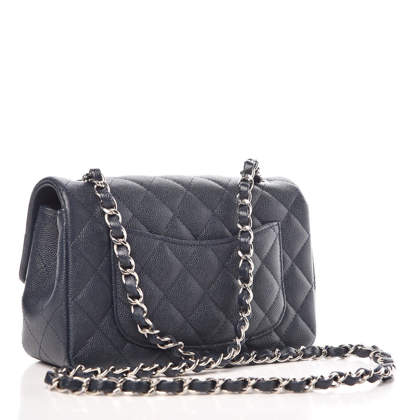 Caviar Quilted Mini Rectangular Flap Navy