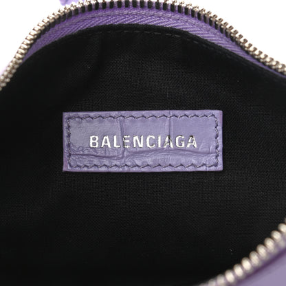 Balenciaga Extra Supple Calfskin Crocodile Embossed Le Cagole Shoulder Bag XS Lilac 7 of 10