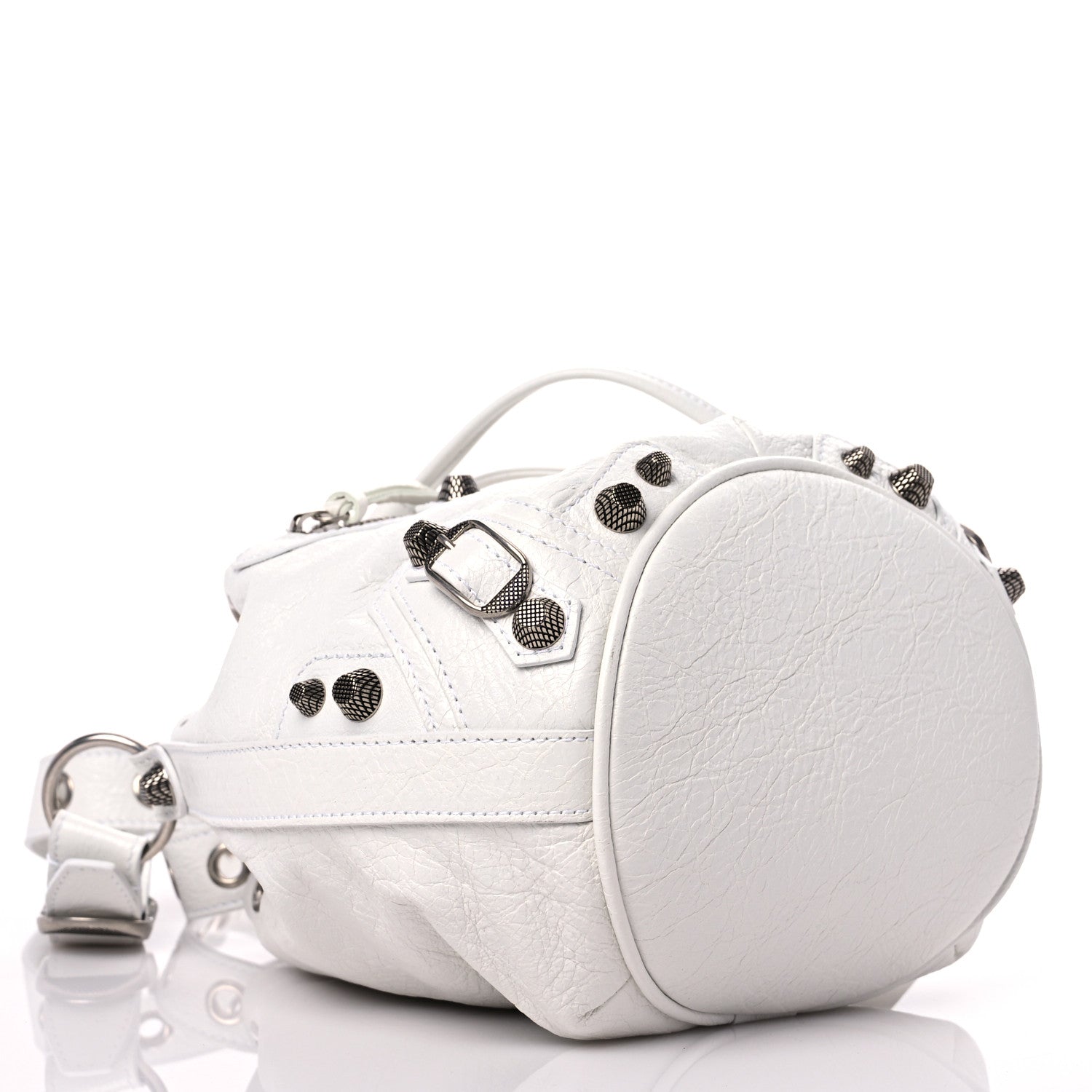 Balenciaga Agneau Arena Le Cagole Bucket Bag XS Optic White 5 of 11