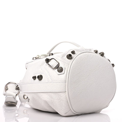 Balenciaga Agneau Arena Le Cagole Bucket Bag XS Optic White 5 of 11