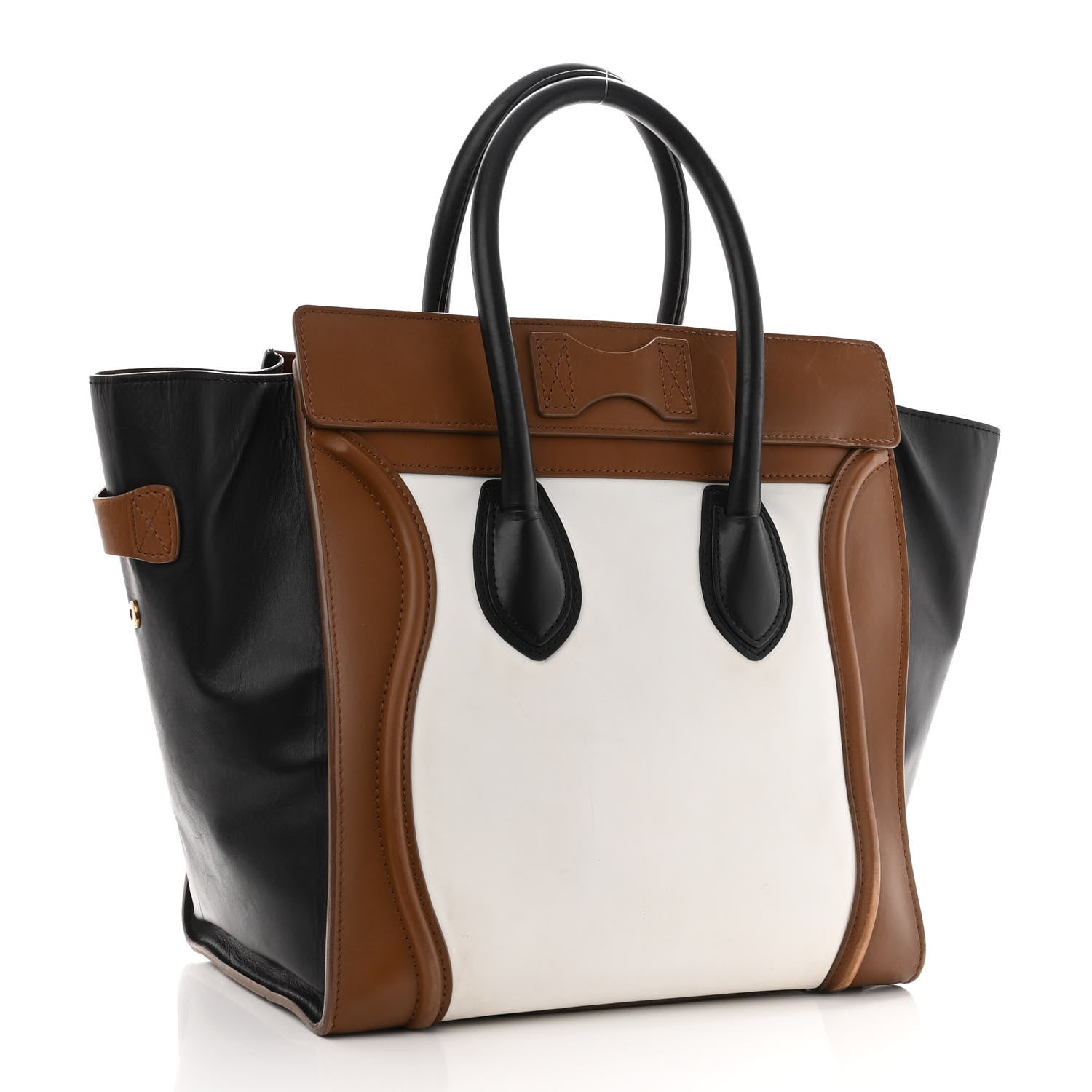 Celine Satin Calfskin Mini Tri-Color Luggage White Brown 3 of 18