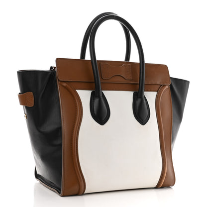 Celine Satin Calfskin Mini Tri-Color Luggage White Brown 3 of 18