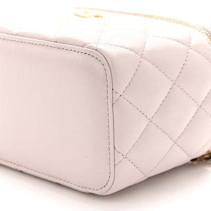 Chanel Lambskin Quilted Pearl Crush Small Vanity Case With Chain Light Purple 10 of 10