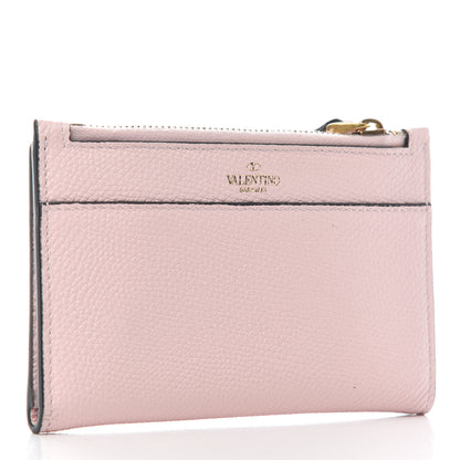 Valentino Garavani Grainy Calfskin VLogo Coin Case Card Holder Rose Quartz 3 of 6