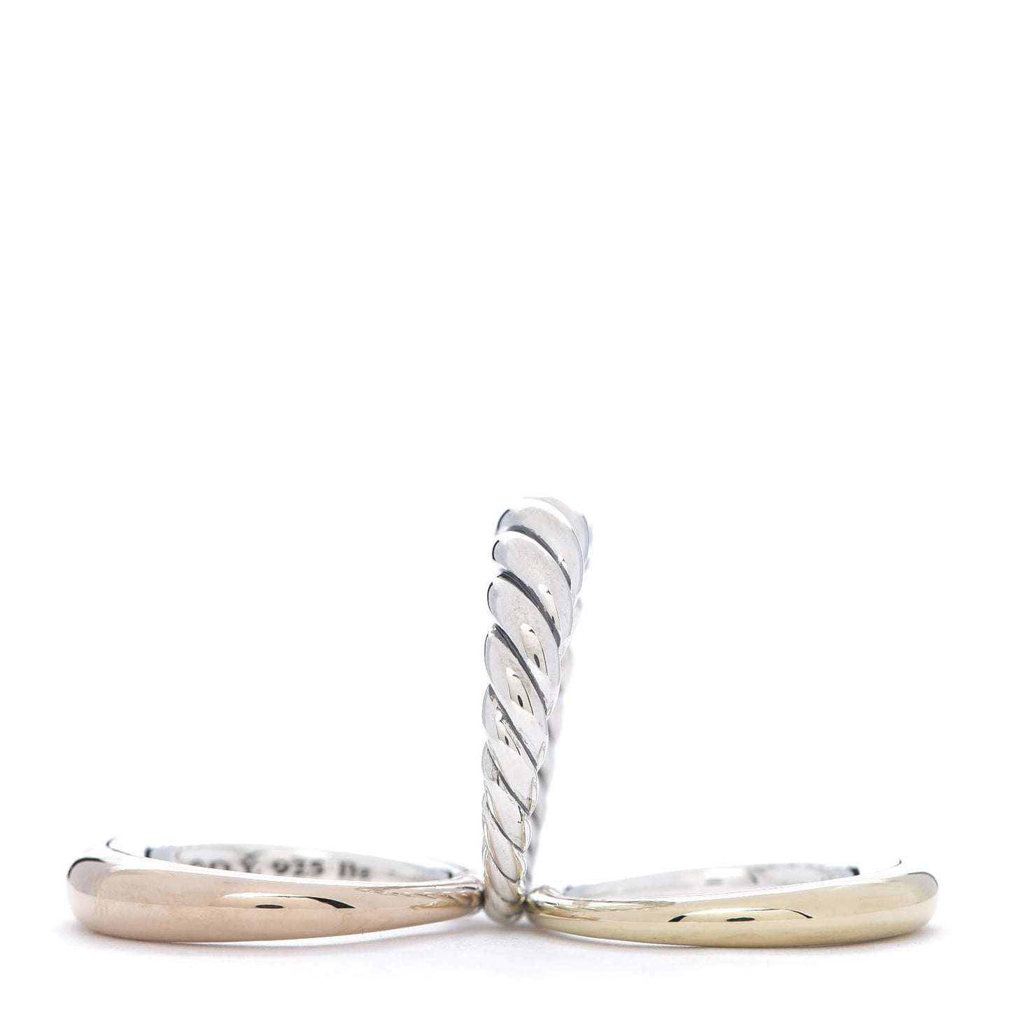 Sterling Silver Bronze Brass Pure Form Three-Row Ring 55 7.25