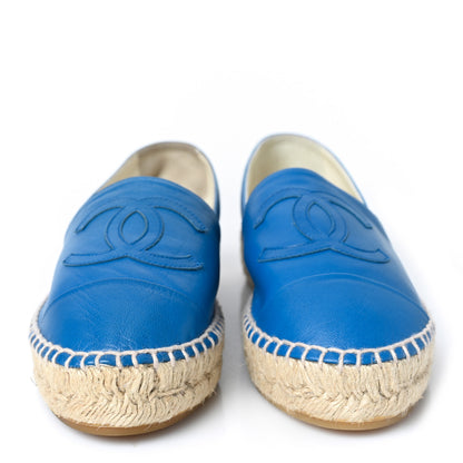 Chanel Lambskin CC Espadrilles 37 Blue 2 of 8