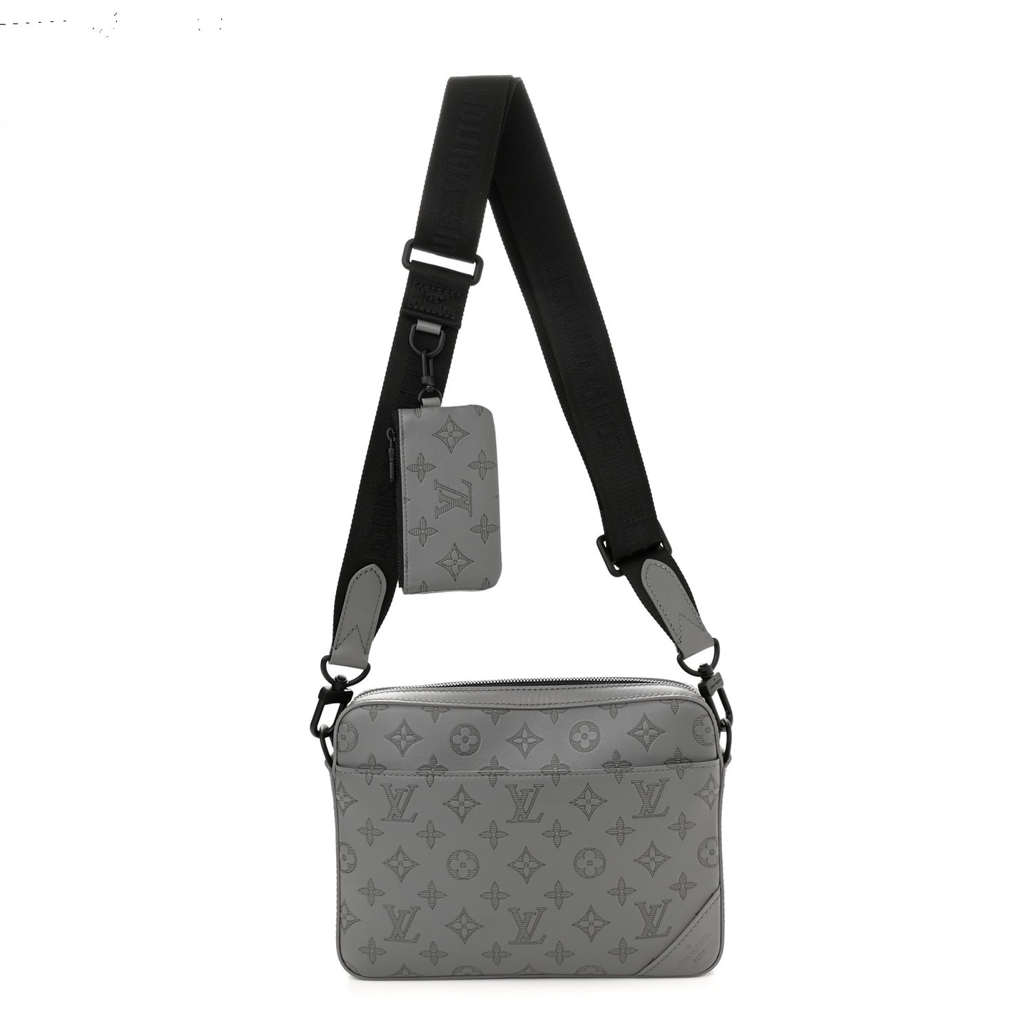 Calfskin Monogram Shadow Duo Messenger Anthracite Gray