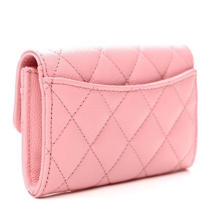 Chanel Caviar Quilted Flap Card Holder Wallet Pink 3 of 9