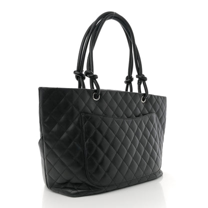 Chanel Calfskin Quilted Large Cambon Tote Black White 3 of 16