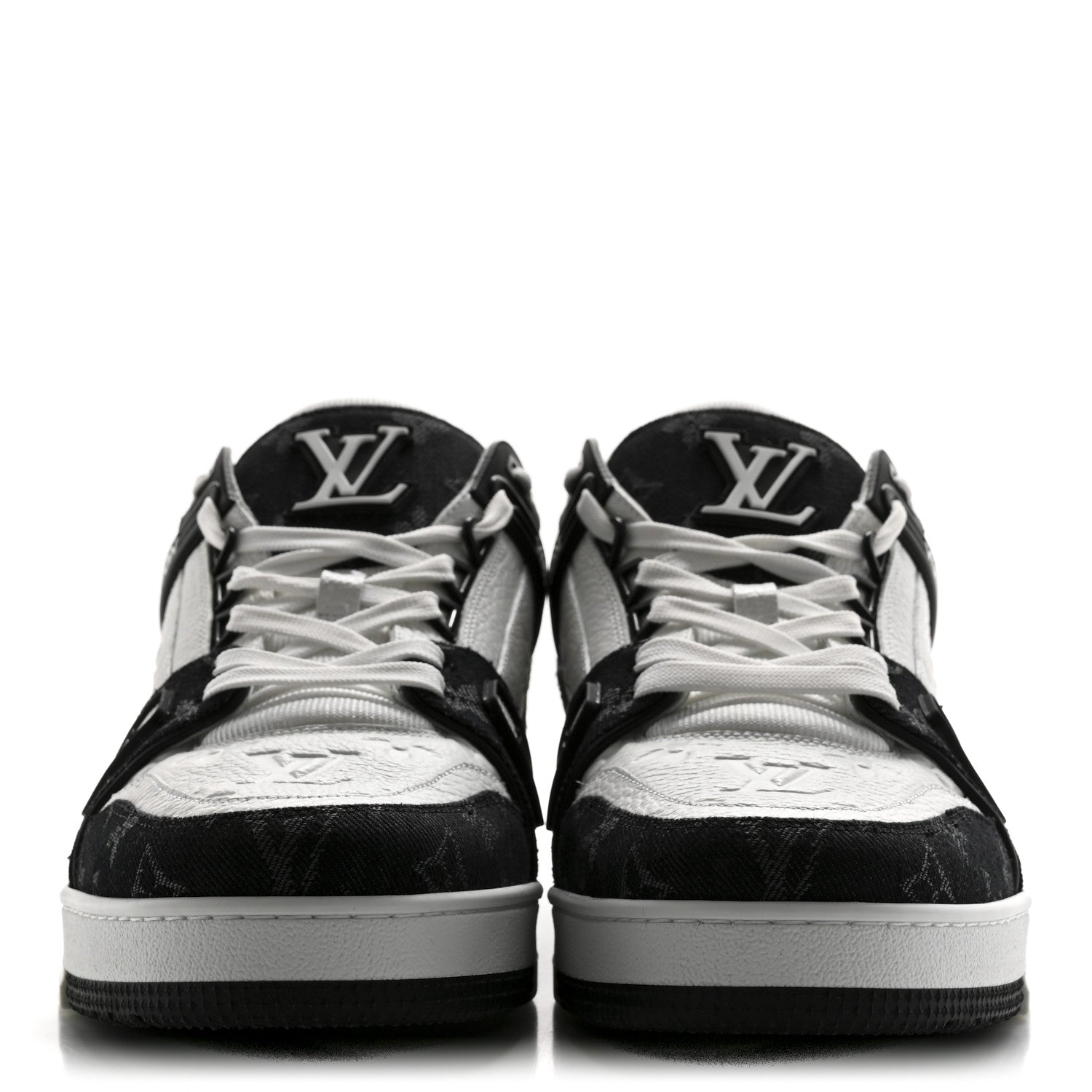 Louis Vuitton Calfskin Monogram Denim Mens LV Trainer Sneakers 9