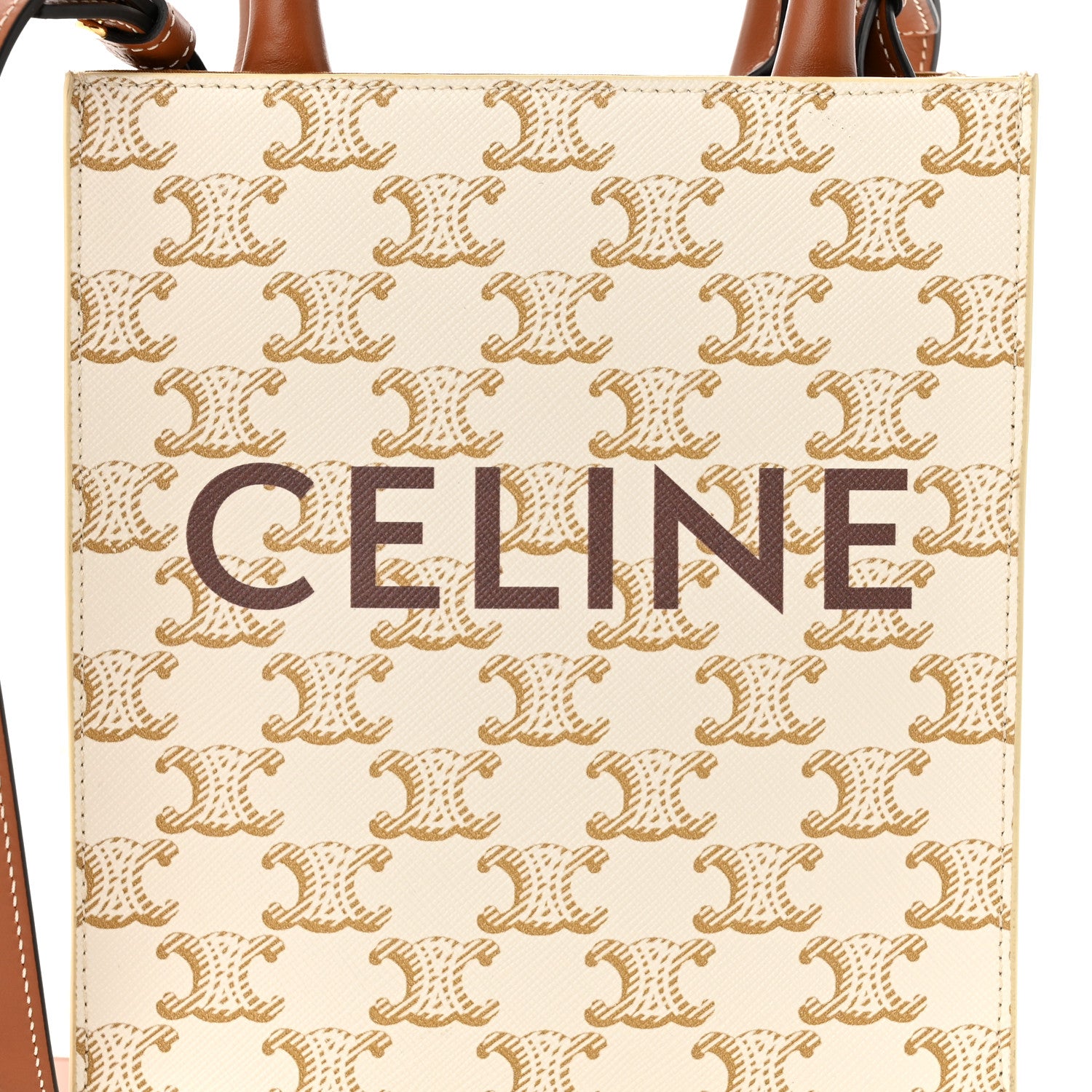 Celine Triomphe Canvas Calfskin Mini Vertical Cabas White 6 of 8