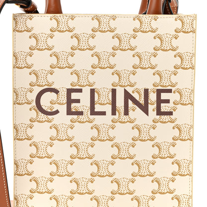 Celine Triomphe Canvas Calfskin Mini Vertical Cabas White 6 of 8