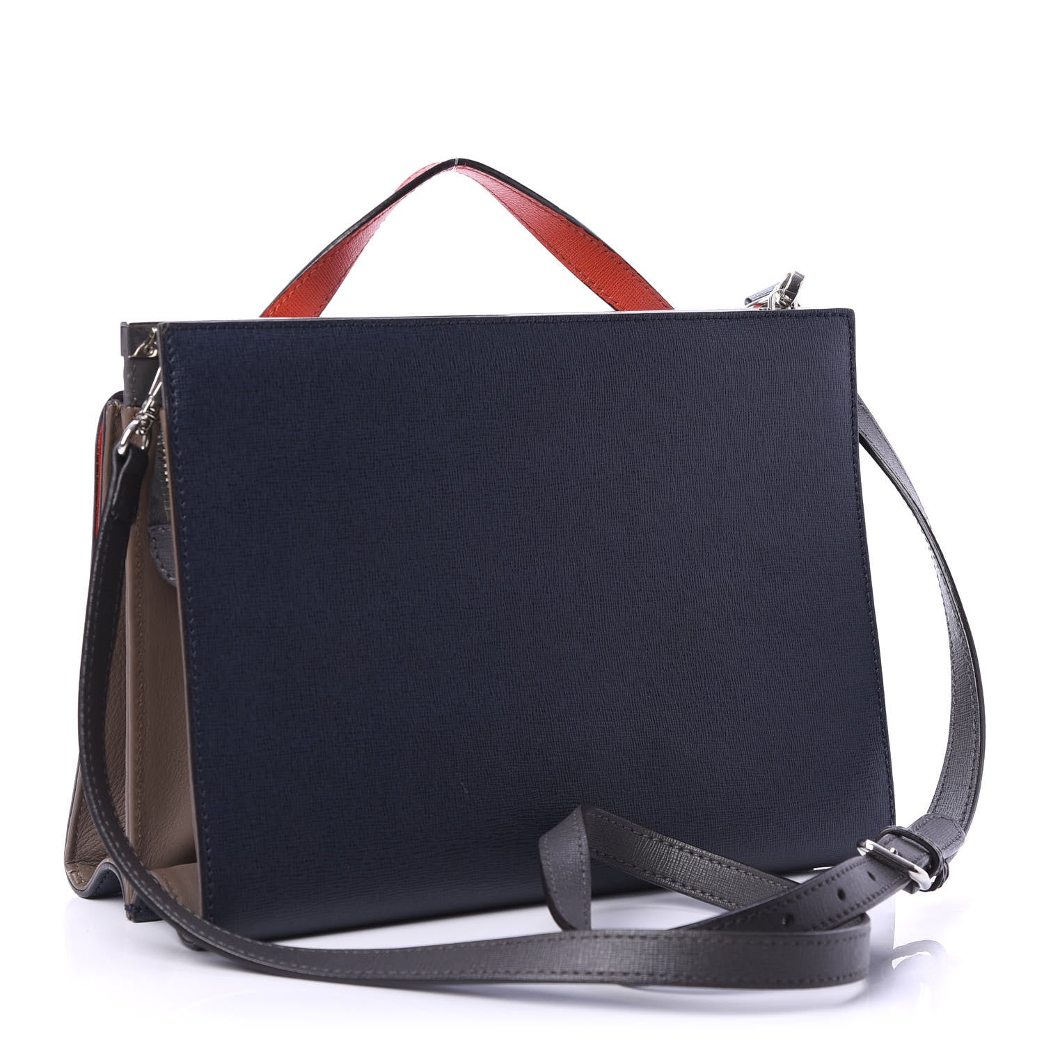 Fendi Vitello Elite Flamingo Colorblock Demi Jour Shoulder Bag Papavero Multicolor Asfalto 3 of 14