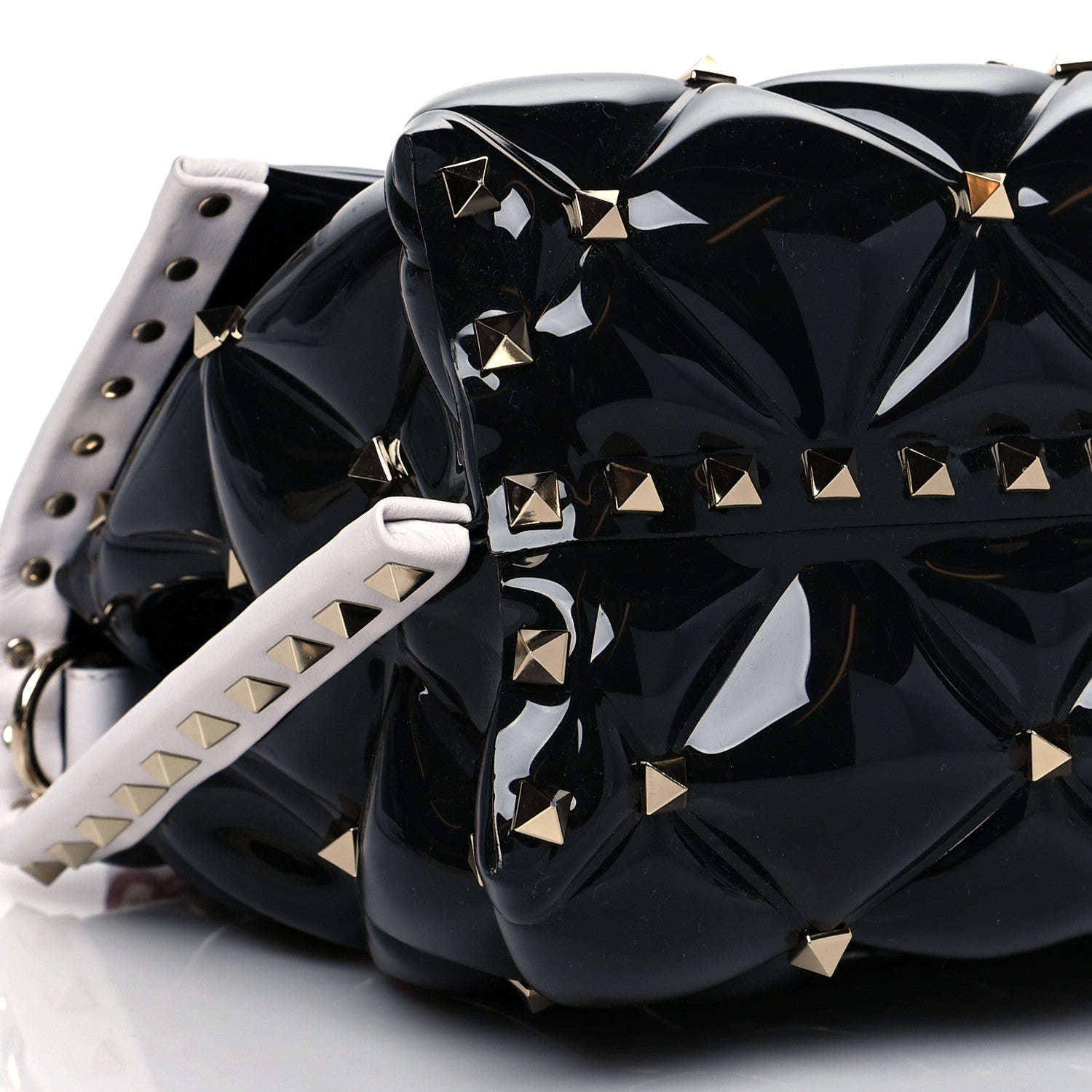 Valentino Garavani PVC Candystud Top Handle Bag Black White 5 of 9
