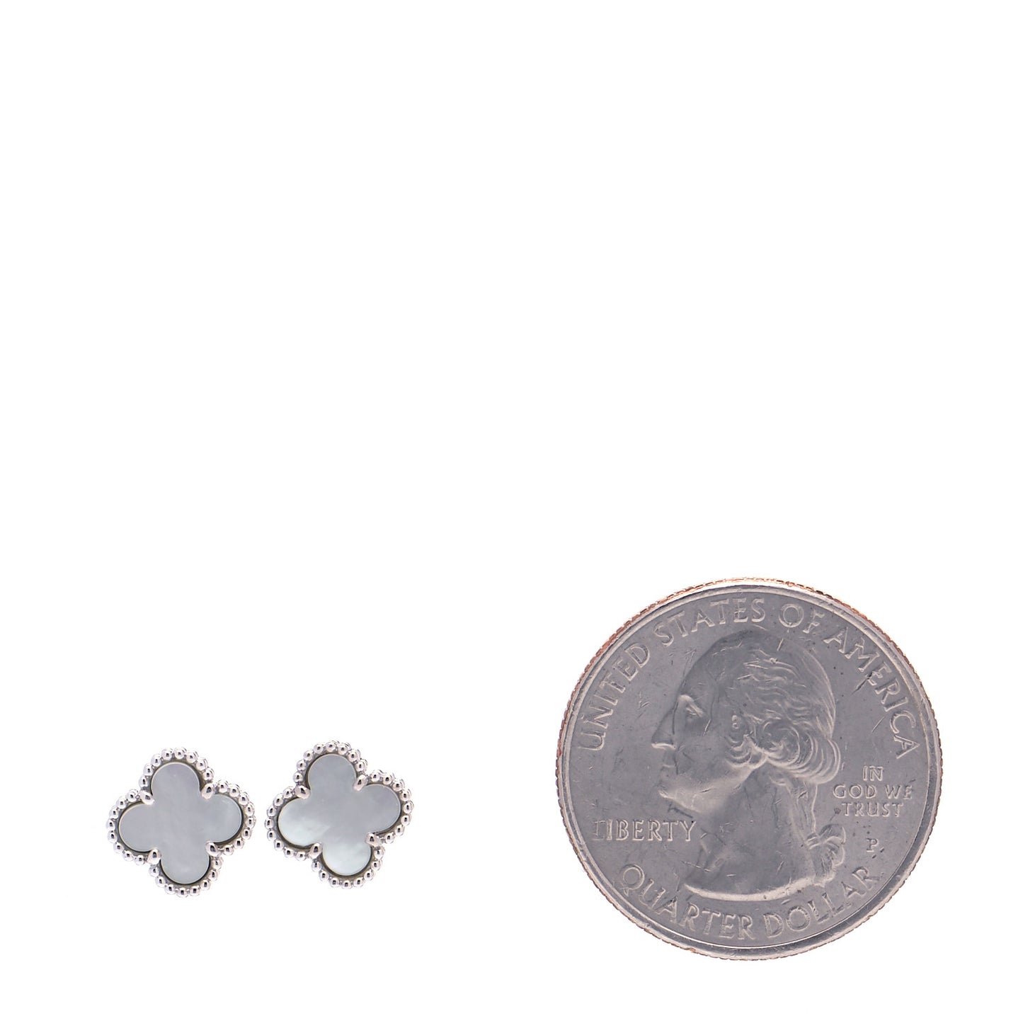 18K White Gold Mother of Pearl Sweet Alhambra Earrings