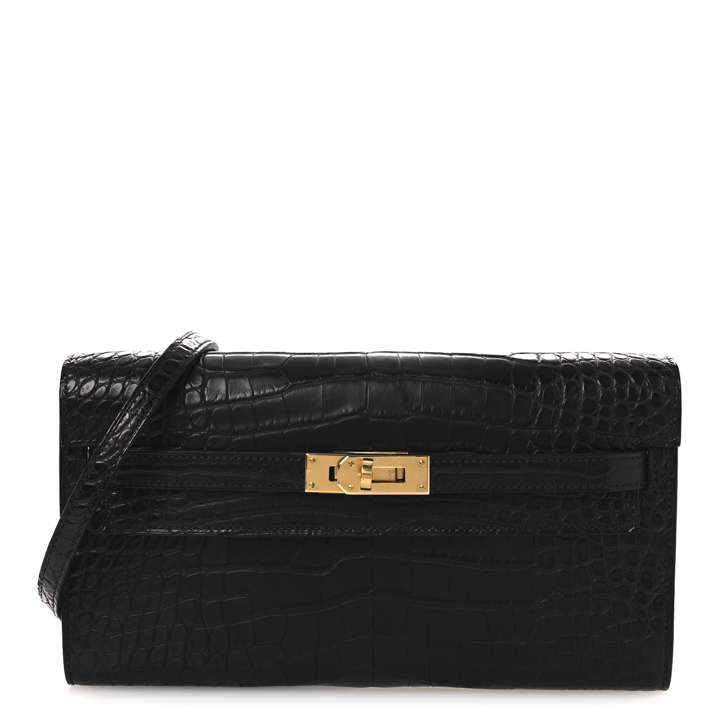 Matte Alligator Kelly Wallet To Go Black