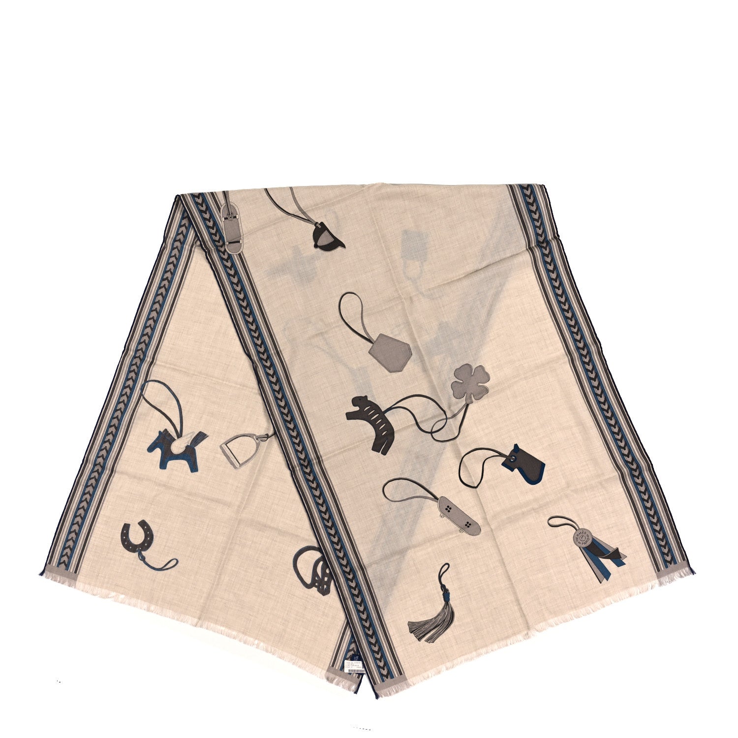 Hermes Cashmere Silk Et Gris Gris Rectangle Scarf Naturel Taupe Beige 2 of 4