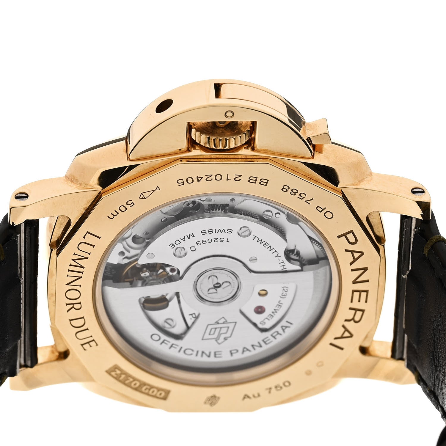 Panerai 18K Yellow Gold Alligator 42mm Luminor Due Automatic Watch Green PAM01423 4 of 5