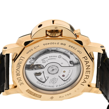 Panerai 18K Yellow Gold Alligator 42mm Luminor Due Automatic Watch Green PAM01423 4 of 5