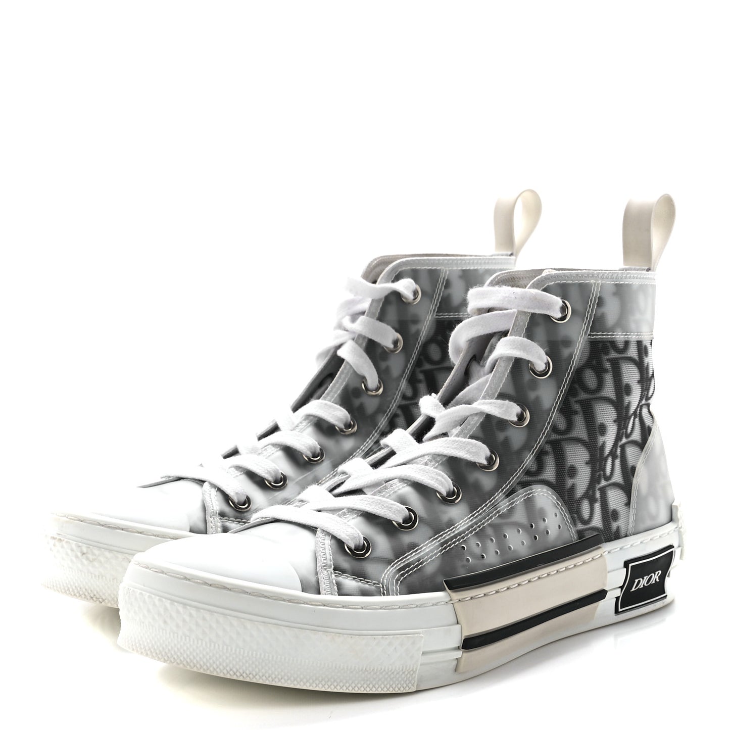 Technical Canvas Oblique Mens B23 High Top Sneakers 38 White Black