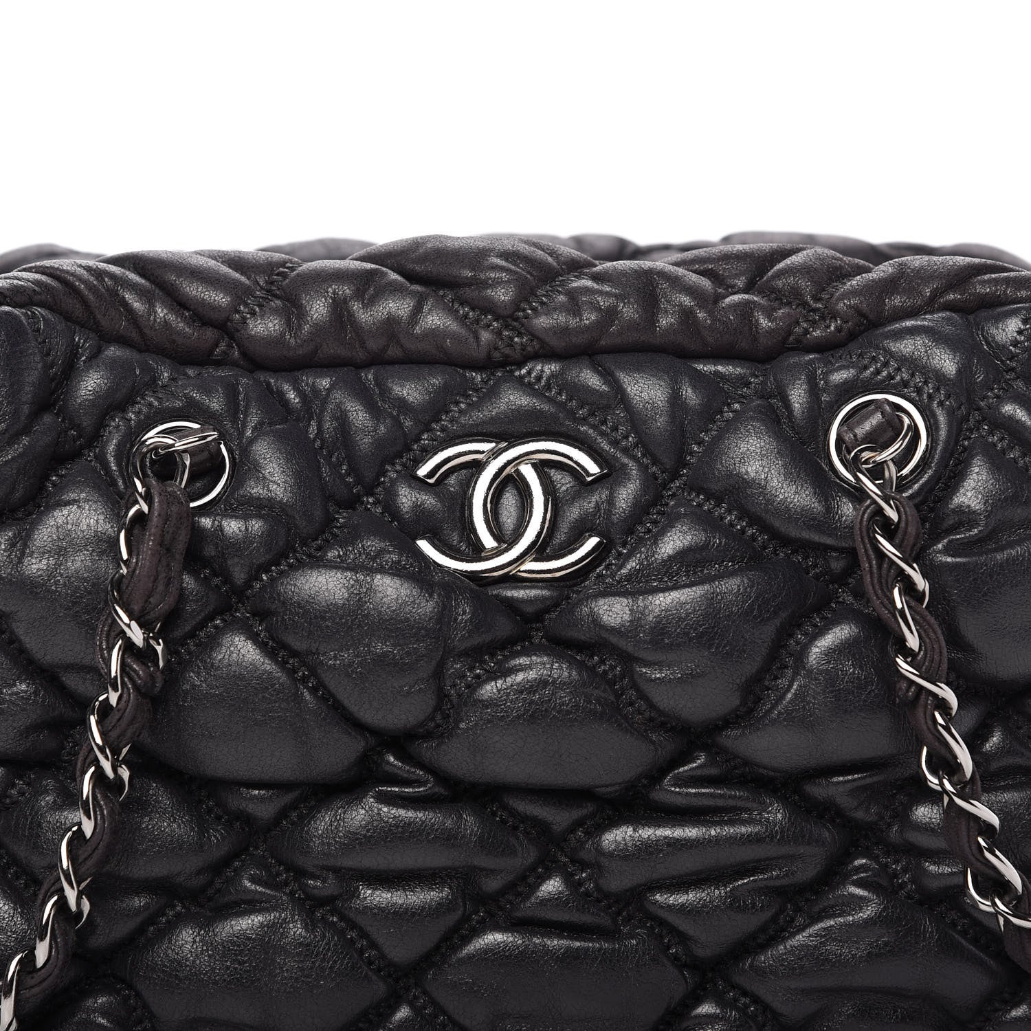 Chanel Calfskin Bubble Quilt Bowler Black 10 of 10