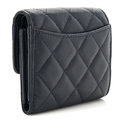 Chanel Caviar Quilted Compact Flap Wallet Navy 3 of 11