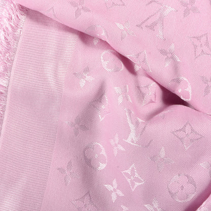 Louis Vuitton Silk Wool Monogram Shawl Velvet Rose 3 of 4