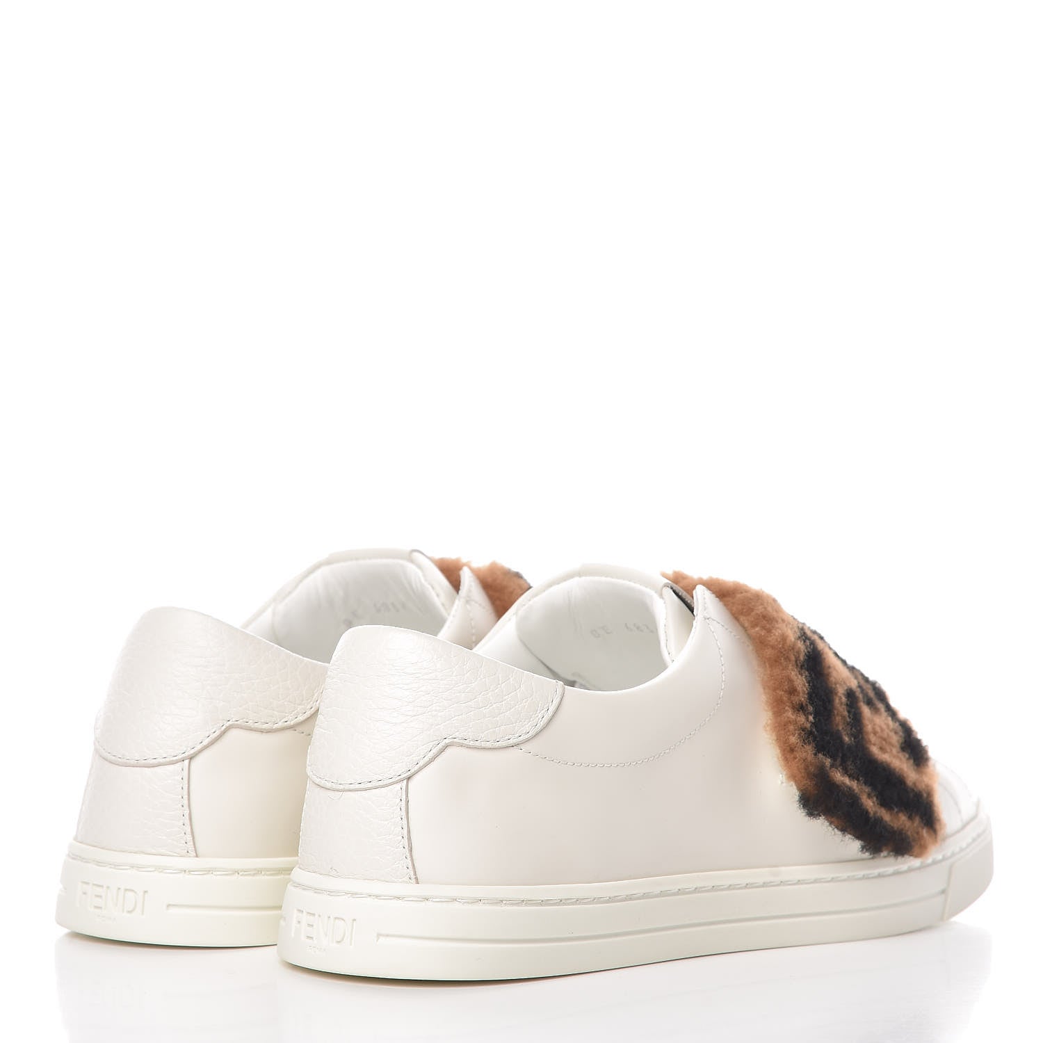 Fendi Vitello Shearling FF Velcro Slip On Sneakers 37 White 4 of 10