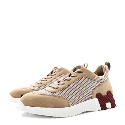 Hermes Air Mesh Suede Goatskin Bouncing Sneakers 39 Beige Argile 3 of 9