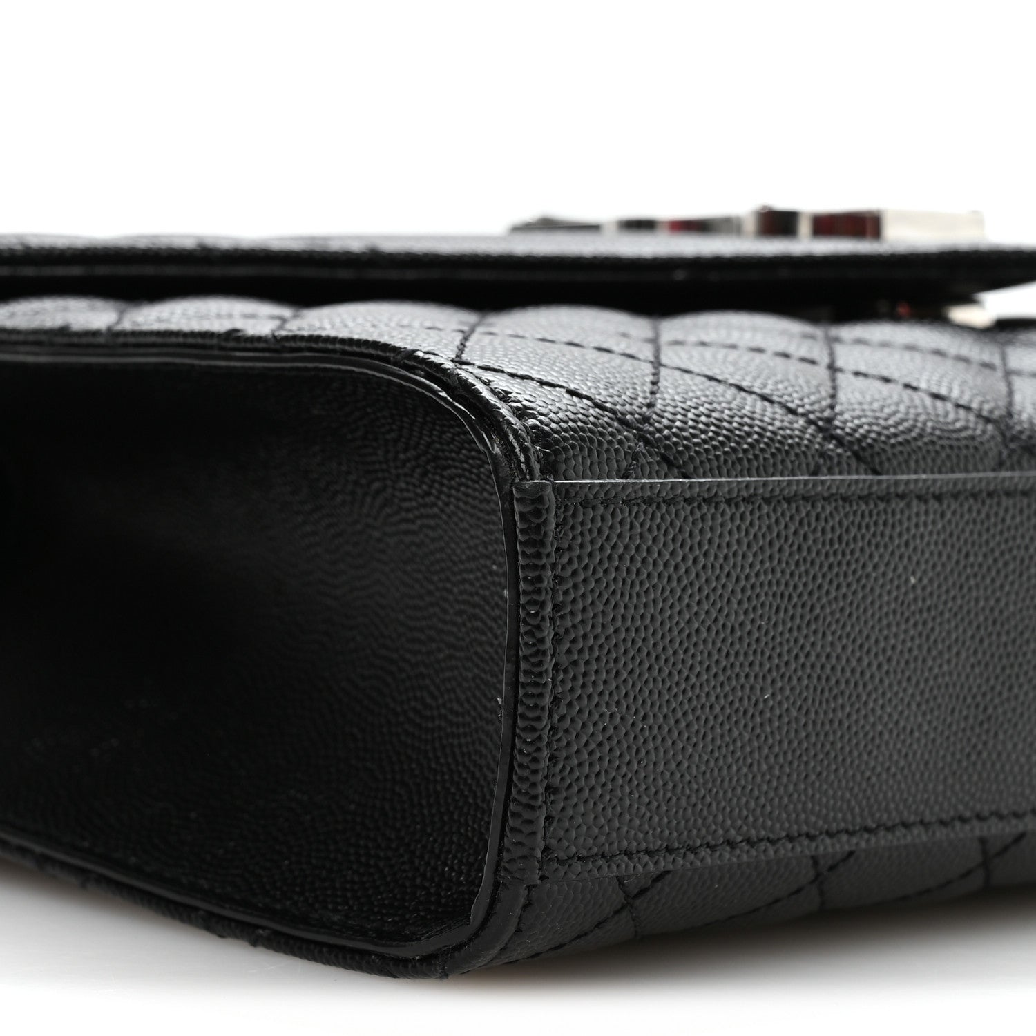 Saint Laurent Grain De Poudre Textured Mixed Matelasse Triquilt Medium Monogram Satchel Black 9 of 11