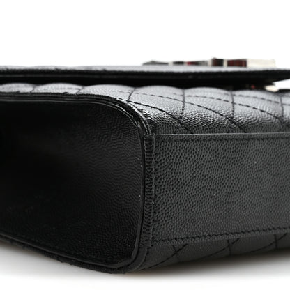 Saint Laurent Grain De Poudre Textured Mixed Matelasse Triquilt Medium Monogram Satchel Black 9 of 11