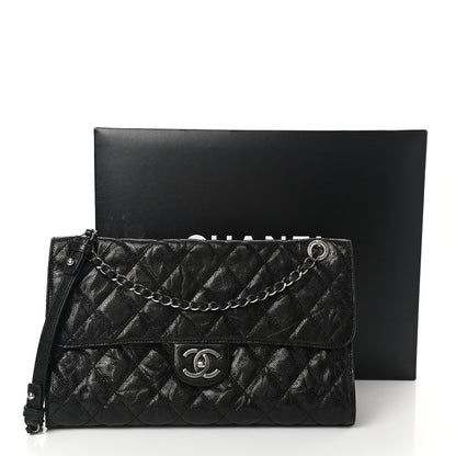 Chanel Crumpled Grained Calfskin Jumbo CC Crave Flap Black 13 of 13