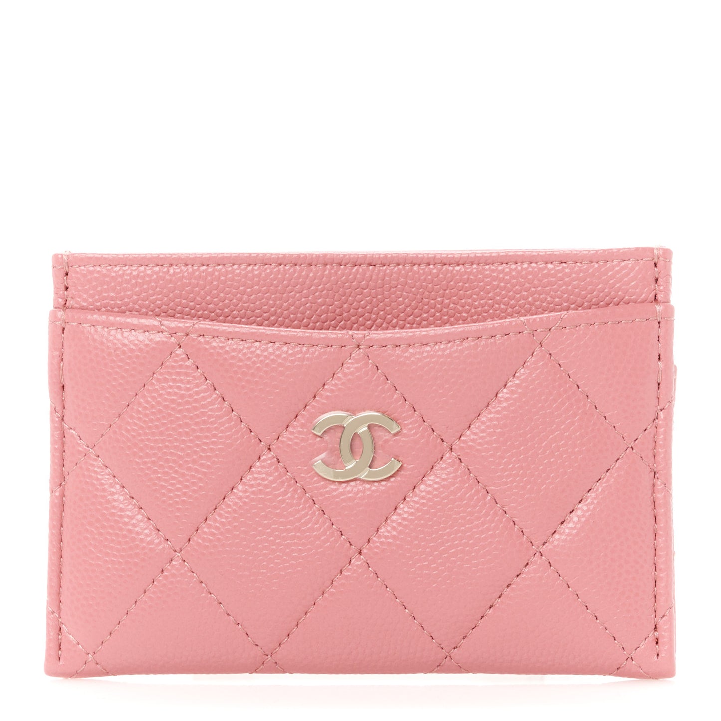 Caviar Quilted Card Holder Dark Pink